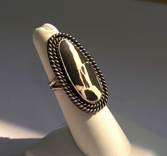 White Buffalo Turquoise Sterling Silver Ring