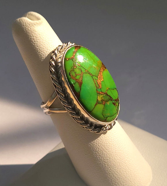 Sterling Silver Inlay Turquoise Variscite Copper Ring