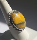 Large Bumble Bee Jasper Sterling Silver Ring