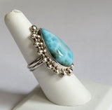 Larimar Sterling Silver Artisan Ring