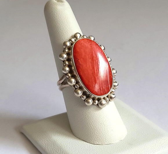 Red Spiny Oyster Sterling Silver Ring