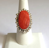 Red Spiny Oyster Sterling Silver Ring