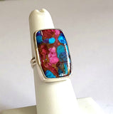 Spiny Oyster Turquoise Inlay Sterling Silver Ring