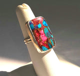 Spiny Oyster Turquoise Inlay Sterling Silver Ring