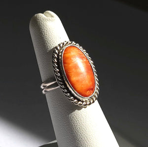 Orange Spiny Oyster Sterling Silver Ring