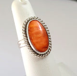 Orange Spiny Oyster Sterling Silver Ring