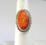 Orange Spiny Oyster Sterling Silver Ring