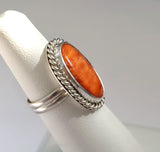 Orange Spiny Oyster Sterling Silver Ring