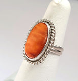 Orange Spiny Oyster Sterling Silver Ring