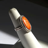 Orange Spiny Oyster Sterling Silver Ring