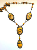 Large Bumble Bee Jasper Sterling Silver Necklace