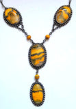 Large Bumble Bee Jasper Sterling Silver Necklace