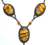 Large Bumble Bee Jasper Sterling Silver Necklace