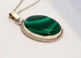 Bullseye Malachite Sterling Silver Pendant