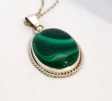 Bullseye Malachite Sterling Silver Pendant