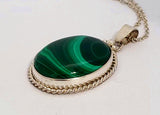 Bullseye Malachite Sterling Silver Pendant