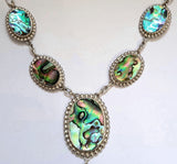 NZ Paua Abalone Sterling Silver Lariat Necklace