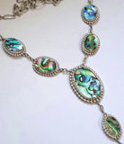 NZ Paua Abalone Sterling Silver Lariat Necklace