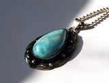 Larimar AAA Cab 925 Sterling Silver Pendant With Chain JILLIAN VO ~ USA