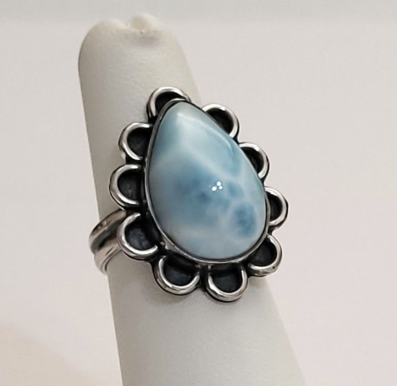 Larimar 925 Sterling Silver Ring 5 ¼ ~ JILLIAN VO ~ USA MADE