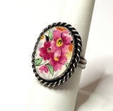 Coquette Sterling Silver Cameo Ring 7 ½ Antique Lord Nelson Marina Chintz