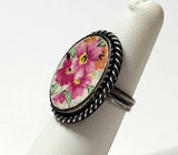 Coquette Sterling Silver Cameo Ring 6 Antique Lord Nelson Marina Chintz