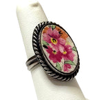 Coquette Sterling Silver Cameo Ring 6 Antique Lord Nelson Marina Chintz