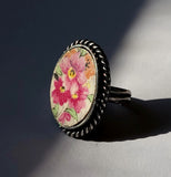 Coquette Sterling Silver Cameo Ring 6 Antique Lord Nelson Marina Chintz