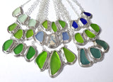 Beach Glass Surf Tumbled Antique Pottery Shard Sterling Silver Necklace