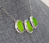 Beach Sea Glass Genuine Surf Tumbled Key Lime Sterling Silver Necklace