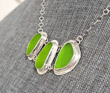 Beach Sea Glass Genuine Surf Tumbled Key Lime Sterling Silver Necklace