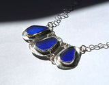 Cobalt Beach Sea Glass Genuine Surf Tumbled Sterling Silver Necklace