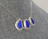 Cobalt Beach Sea Glass Genuine Surf Tumbled Sterling Silver Necklace