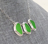 Kelly Green Beach Sea Glass Genuine Surf Tumbled Sterling Silver Necklace