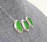 Kelly Green Beach Sea Glass Genuine Surf Tumbled Sterling Silver Necklace