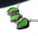 Kelly Green Beach Sea Glass Genuine Surf Tumbled Sterling Silver Necklace