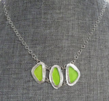 Key Lime Green Beach Sea Glass Genuine Surf Tumbled Sterling Silver Necklace