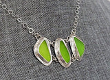 Key Lime Green Beach Sea Glass Genuine Surf Tumbled Sterling Silver Necklace