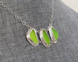 Key Lime Green Beach Sea Glass Genuine Surf Tumbled Sterling Silver Necklace