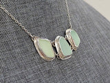 Seafoam Blue Beach Sea Glass Genuine Surf Tumbled Sterling Silver Necklace