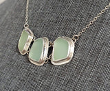 Seafoam Blue Beach Sea Glass Genuine Surf Tumbled Sterling Silver Necklace