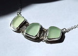 Seafoam Blue Beach Sea Glass Genuine Surf Tumbled Sterling Silver Necklace