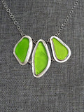 Large Beach Glass Genuine Surf Tumbled Key Lime Sterling Silver Necklace