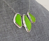 Large Beach Glass Genuine Surf Tumbled Key Lime Sterling Silver Necklace