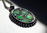 Sea Beach Glass Gems Green Mosaic Inlay Sterling Silver Pendant JILLIAN VO ~ USA