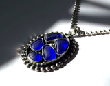 Sea Beach Glass Gems Cobalt Blue Mosaic Inlay Sterling Silver Pendant JILLIAN VO ~ USA