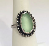 Beach Sea Glass Seafoam Blue Green Ring 6 1/2 Sterling Silver JILLIAN VO ~ USA