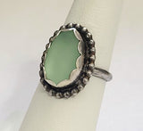 Beach Sea Glass Seafoam Blue Green Ring 6 1/2 Sterling Silver JILLIAN VO ~ USA