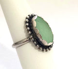 Beach Sea Glass Seafoam Blue Green Ring 6 1/2 Sterling Silver JILLIAN VO ~ USA