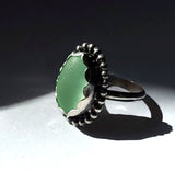 Beach Sea Glass Seafoam Blue Green Ring 6 1/2 Sterling Silver JILLIAN VO ~ USA